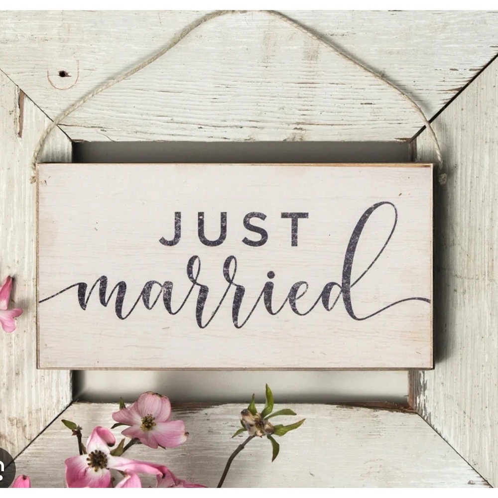 Rustic Marlin Just Married Wedding Sign Decor Wooden Hanging Celebration USA